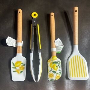 New 8” Yellow Lemon Silicone Utensil Set - 4 Piece
